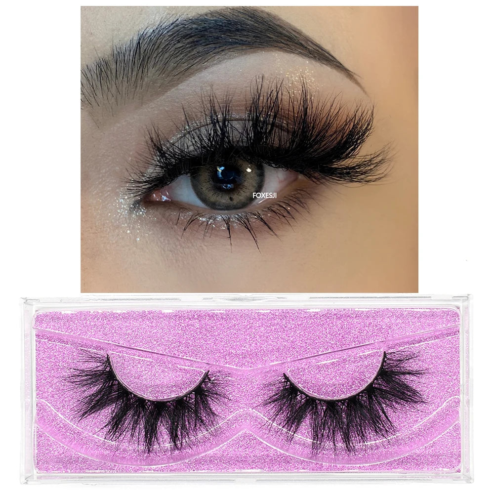 FOXESJI Makeup Eyelashes 3D Mink Lashes Natural Long Lasting Wispy Soft Eyelash Extension Fluffy Eye Lashes Mink False Eyelashes