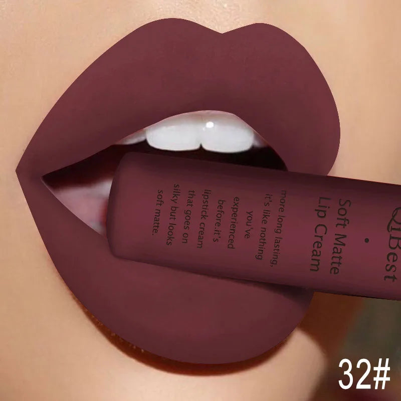Matte Velvet Red Lipstick Waterproof  Black Lip Gloss Long Lasting Non-marking Sexy Lipgloss Makeup Liquid Lipsticks Lip Tint