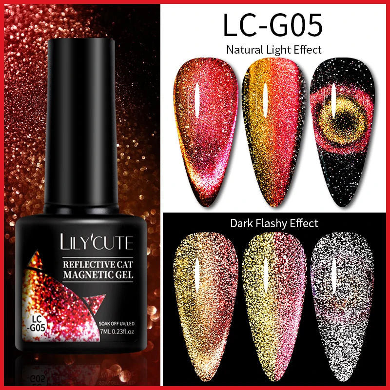 LILYCUTE 7ML Ocean Blue Cat Magnetic Gel Nail Polish Sparkling Glimmer Gel Polish Semi Permanent UV Magnet Gel Varnish Nail Art