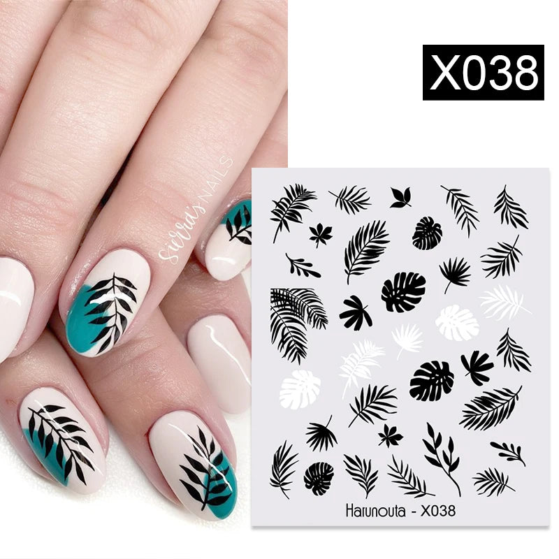 3D Nail Stickers Bronzing Gold Silver Lines Stripe Geometric Design Flowers Gradient Adhesive Slider Papers Nail Art Accessories