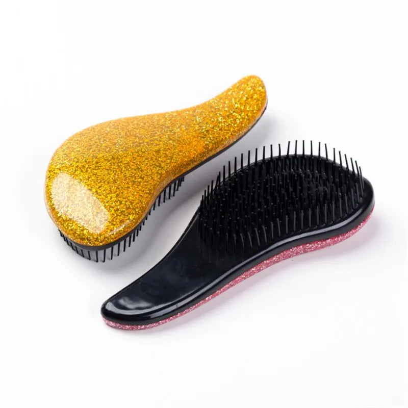 Magic Anti-static Hair Brush Handle Tangle Detangling Comb Shower Electroplate Massage Comb Salon Hair Styling Tool