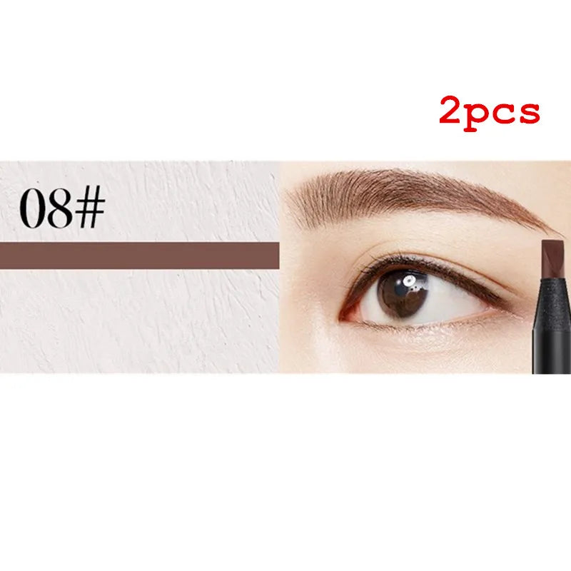 White Eyebrow Pencil Cosmetic Pen Brush for Eyeshadow Natural Long-Lasting Brows Tint Waterproof Eye Brow Makeup Set Beauty