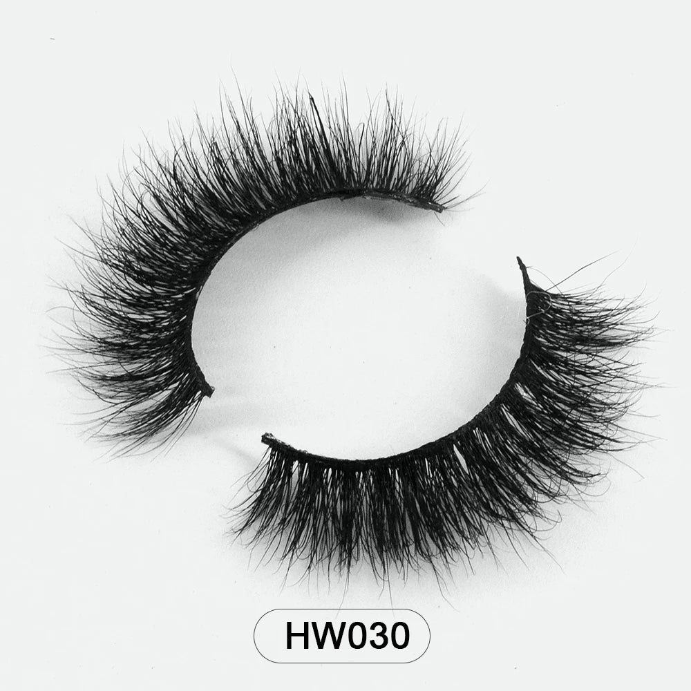 HZJY Dropshipping 10-15mm 3D Real Mink Handmade Crossing Lashes Individual Strip Thick Lash Fake Eyelashes with free paper boxes