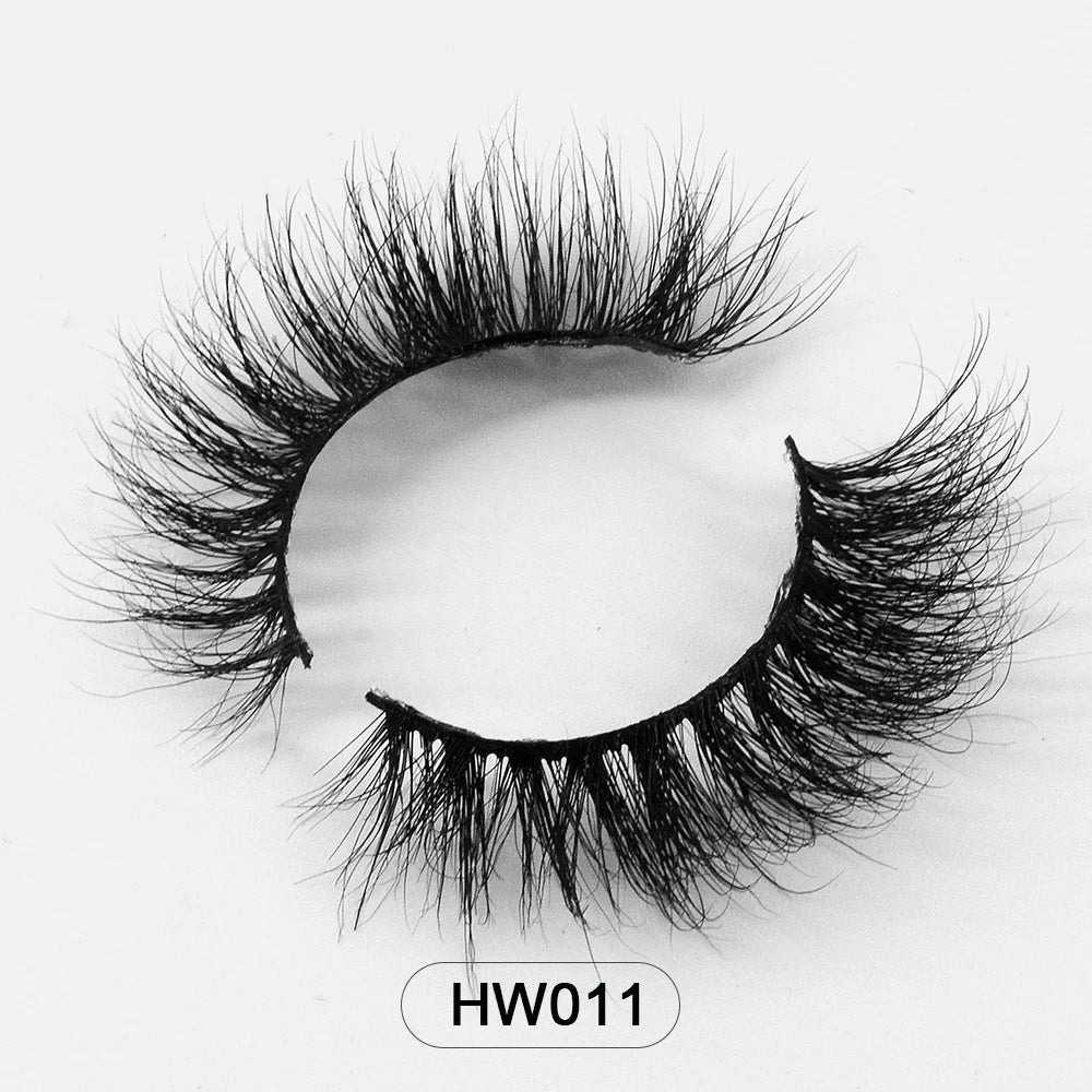 HZJY Dropshipping 10-15mm 3D Real Mink Handmade Crossing Lashes Individual Strip Thick Lash Fake Eyelashes with free paper boxes