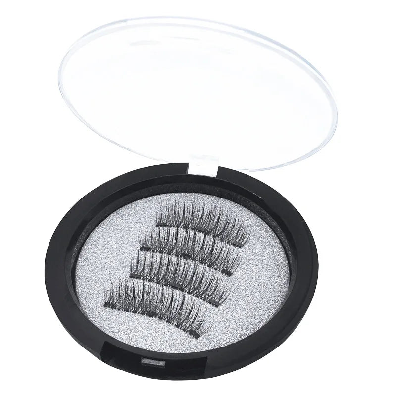 Three Magnet False Eyelashes No Trace of Glue Free 3d Magnetic Eyelashes Reuse Quick Stick Double/Four Magnetic Lashes Makeup