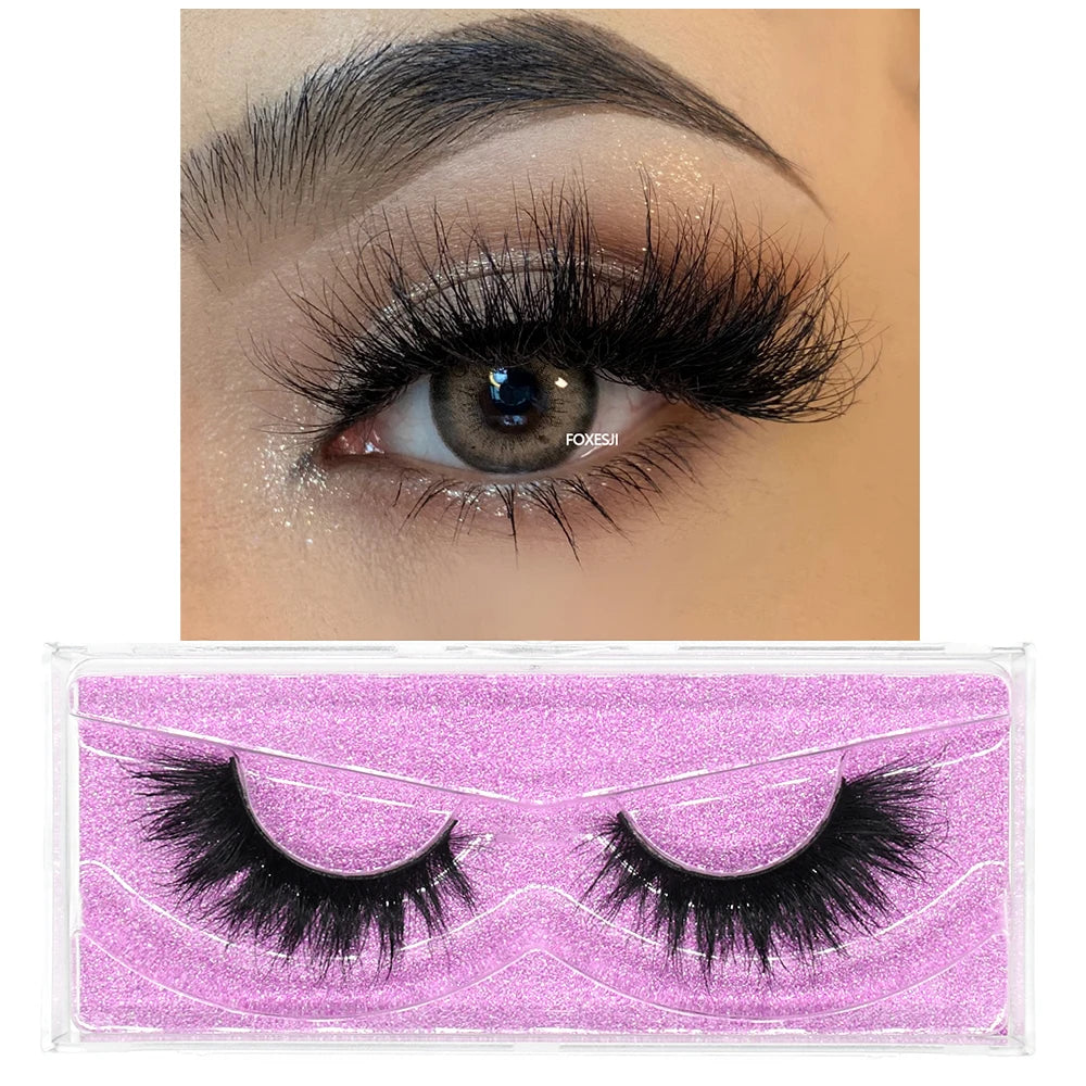 FOXESJI Makeup Eyelashes 3D Mink Lashes Natural Long Lasting Wispy Soft Eyelash Extension Fluffy Eye Lashes Mink False Eyelashes