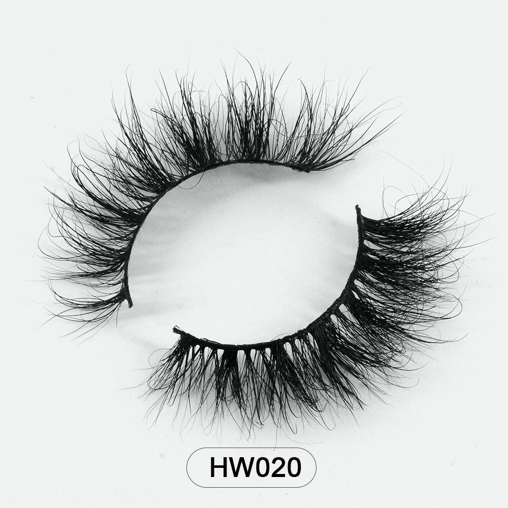 HZJY Dropshipping 10-15mm 3D Real Mink Handmade Crossing Lashes Individual Strip Thick Lash Fake Eyelashes with free paper boxes