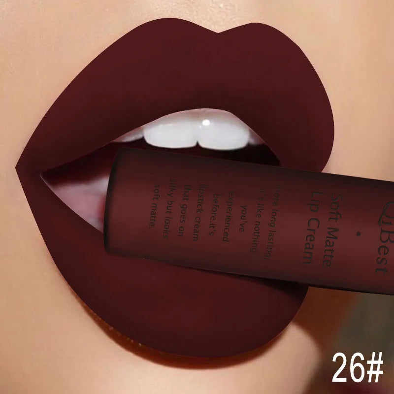 Matte Velvet Red Lipstick Waterproof  Black Lip Gloss Long Lasting Non-marking Sexy Lipgloss Makeup Liquid Lipsticks Lip Tint