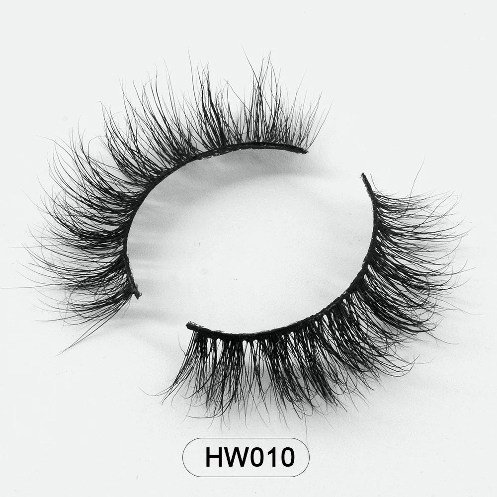 HZJY Dropshipping 10-15mm 3D Real Mink Handmade Crossing Lashes Individual Strip Thick Lash Fake Eyelashes with free paper boxes