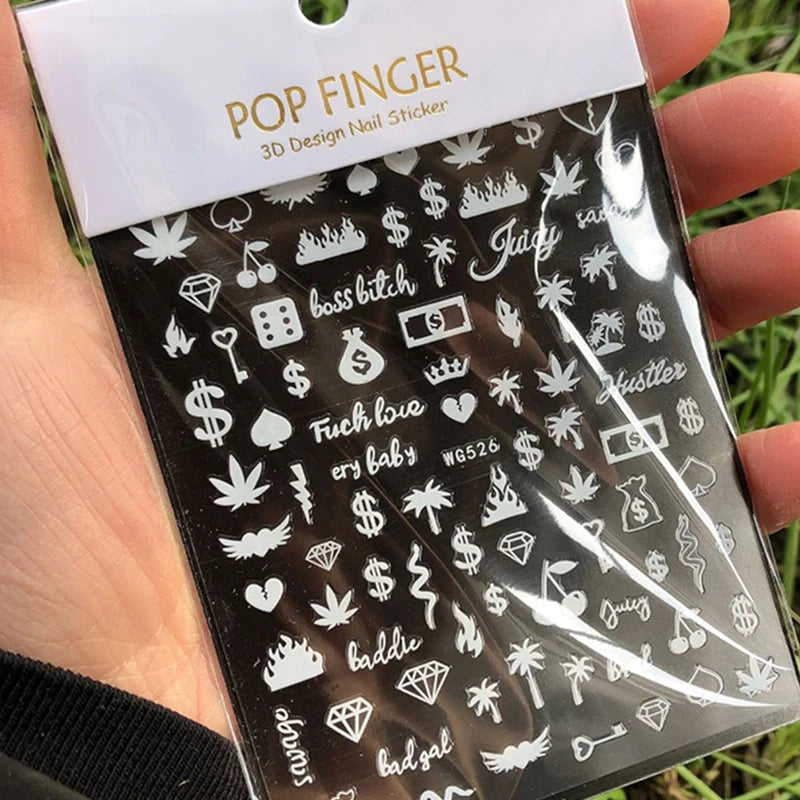 3D Money Dollar Sign Nail Art Stickers Decal Wealthy Rich Style Self Adhesive Nails Acrylic Manicure Tips Decoration Tool