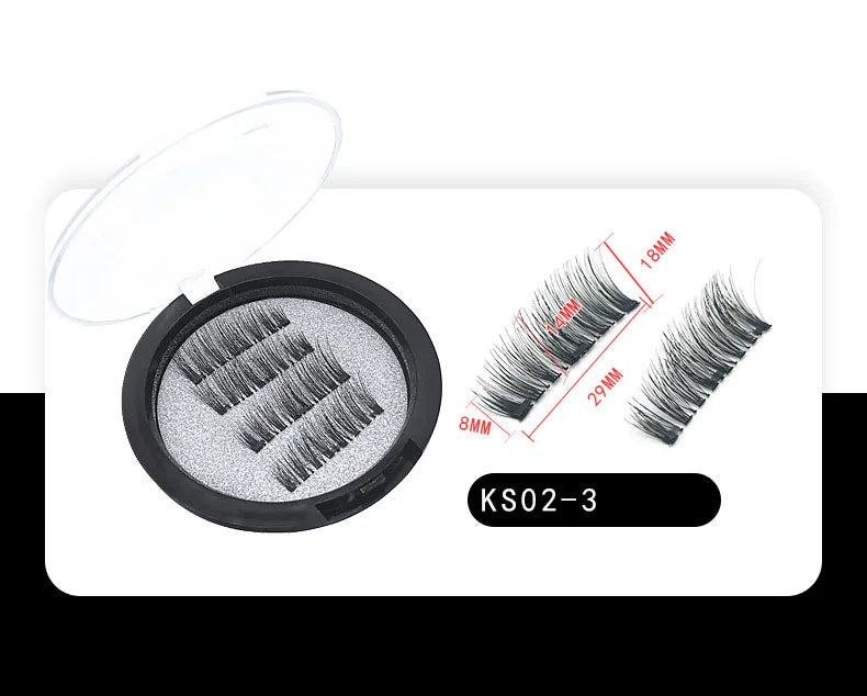 Three Magnet False Eyelashes No Trace of Glue Free 3d Magnetic Eyelashes Reuse Quick Stick Double/Four Magnetic Lashes Makeup