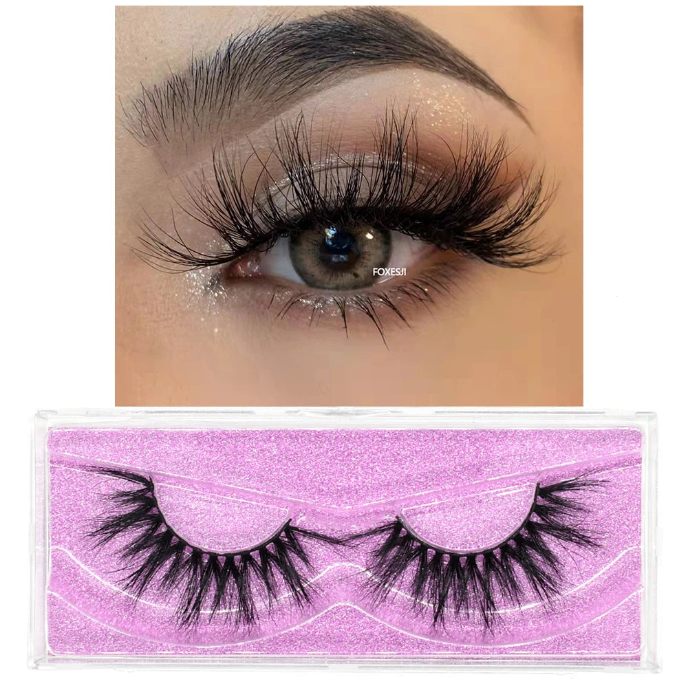 FOXESJI Makeup Eyelashes 3D Mink Lashes Natural Long Lasting Wispy Soft Eyelash Extension Fluffy Eye Lashes Mink False Eyelashes