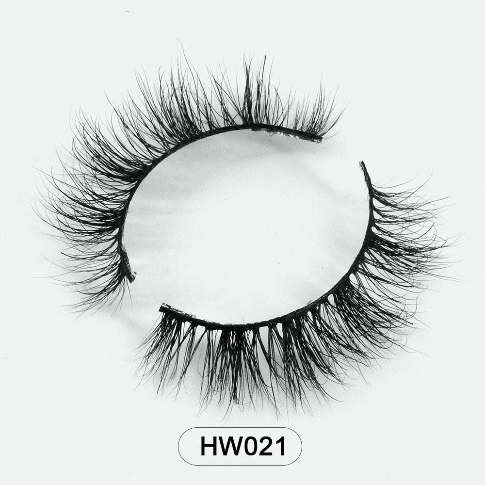 HZJY Dropshipping 10-15mm 3D Real Mink Handmade Crossing Lashes Individual Strip Thick Lash Fake Eyelashes with free paper boxes
