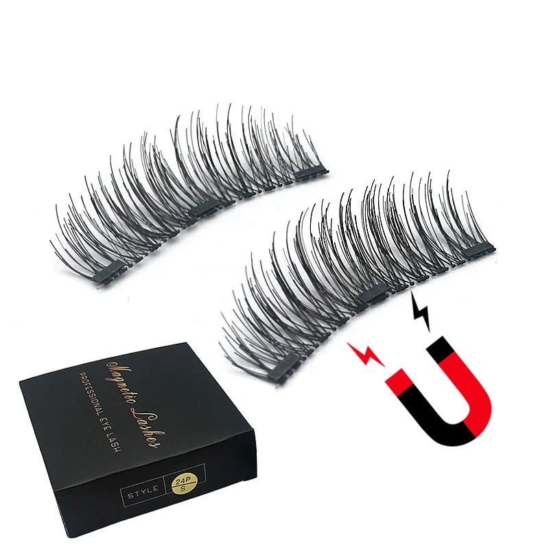 Three Magnet False Eyelashes No Trace of Glue Free 3d Magnetic Eyelashes Reuse Quick Stick Double/Four Magnetic Lashes Makeup