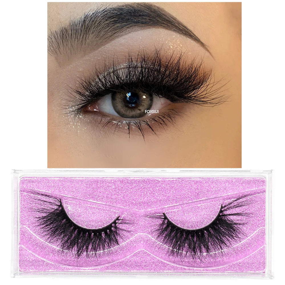 FOXESJI Makeup Eyelashes 3D Mink Lashes Natural Long Lasting Wispy Soft Eyelash Extension Fluffy Eye Lashes Mink False Eyelashes