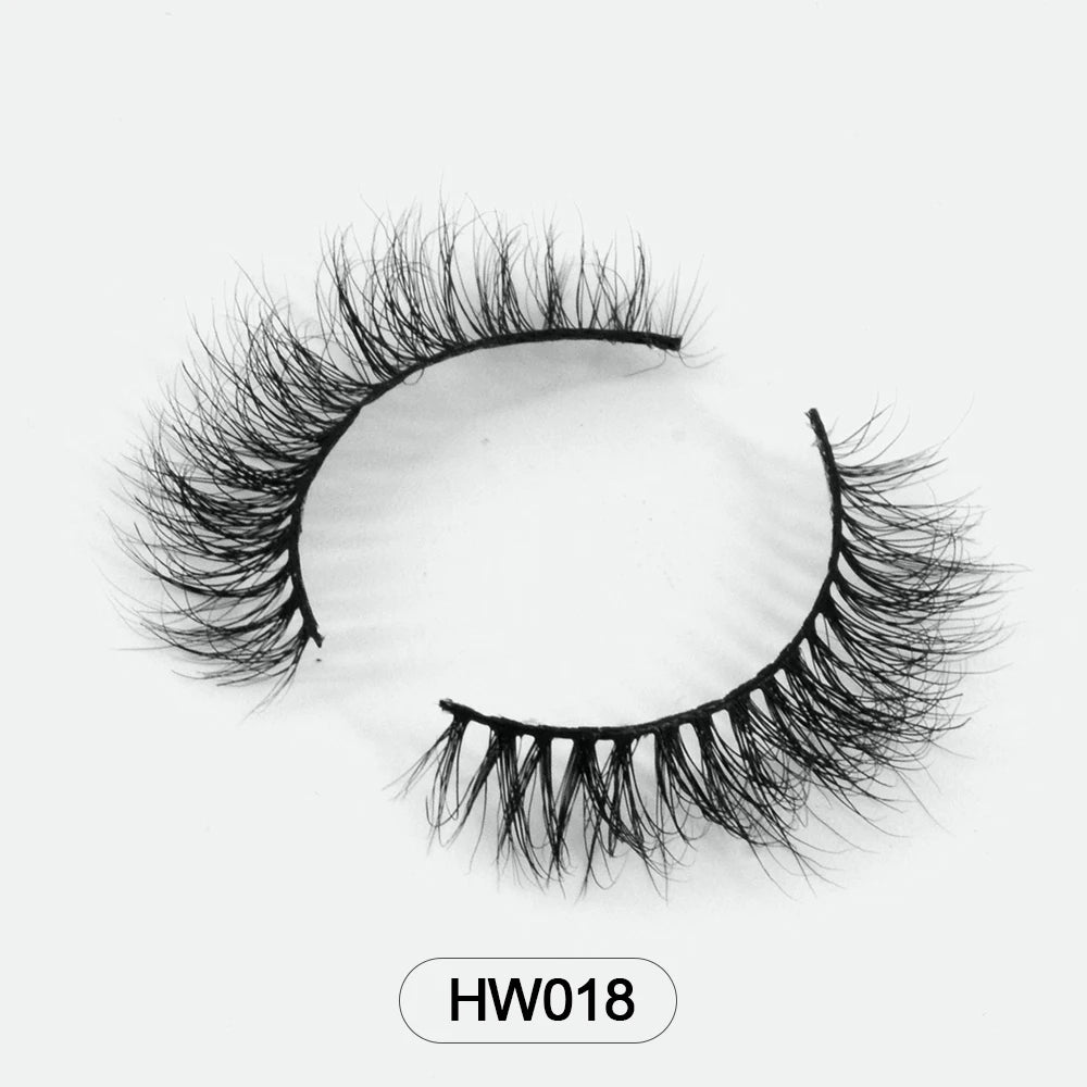 HZJY Dropshipping 10-15mm 3D Real Mink Handmade Crossing Lashes Individual Strip Thick Lash Fake Eyelashes with free paper boxes
