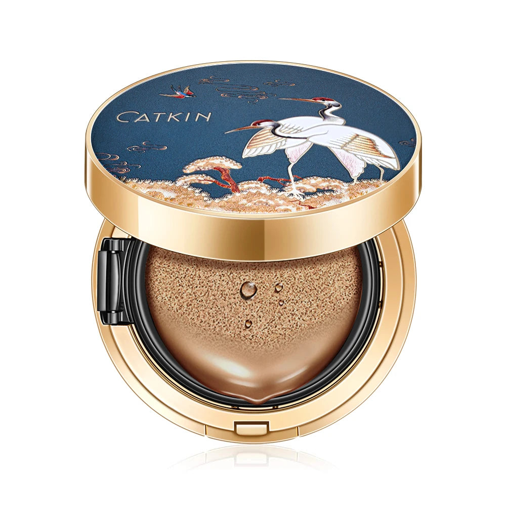 CATKIN BB Cream Air Cushion Foundation Moisture Natural Cover Concealer + Free Refill Medium/Light 0.46 Ounce