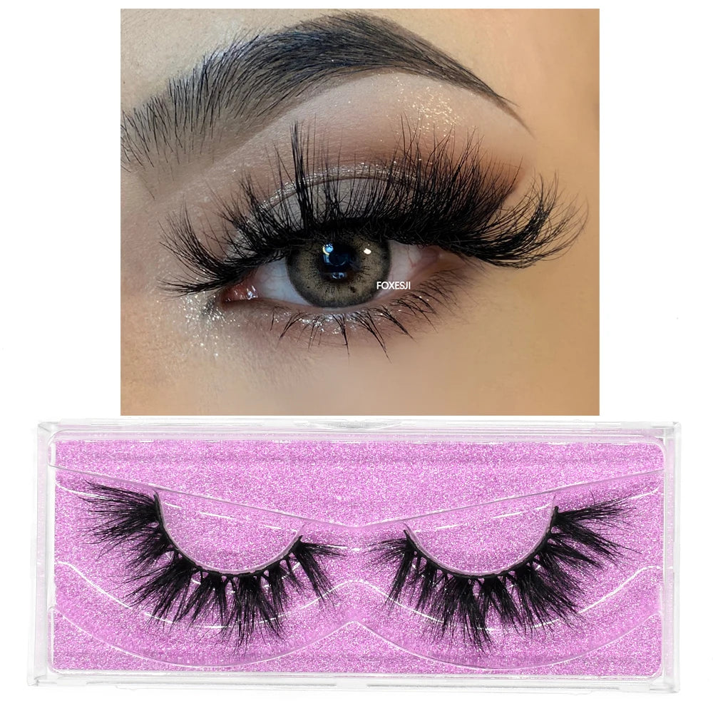 FOXESJI Makeup Eyelashes 3D Mink Lashes Natural Long Lasting Wispy Soft Eyelash Extension Fluffy Eye Lashes Mink False Eyelashes
