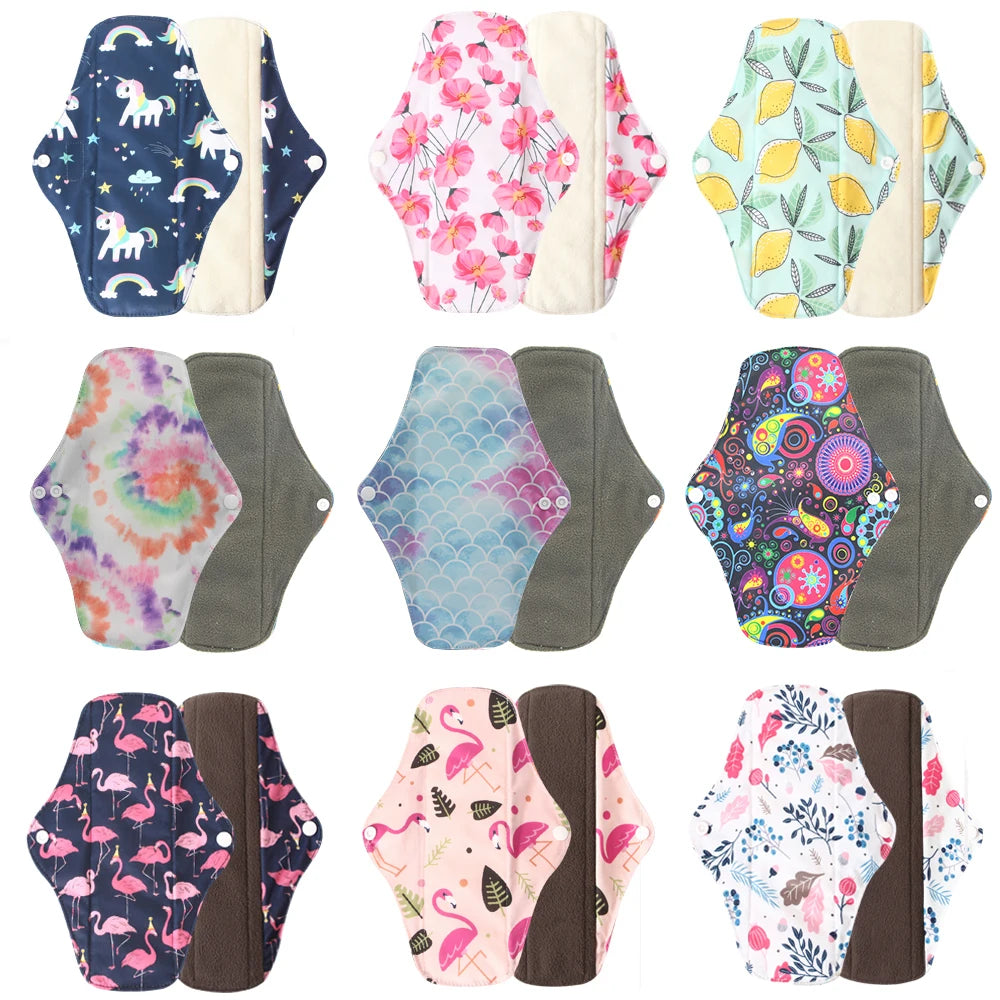Ohbabyka Panty Liner Cloth Menstrual Pad Mama Sanitary Reusable Soft Washable Charcoal Period Napkins