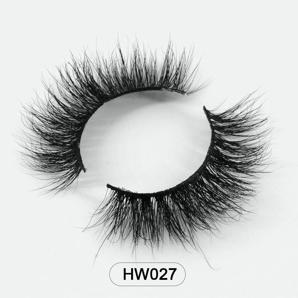 HZJY Dropshipping 10-15mm 3D Real Mink Handmade Crossing Lashes Individual Strip Thick Lash Fake Eyelashes with free paper boxes