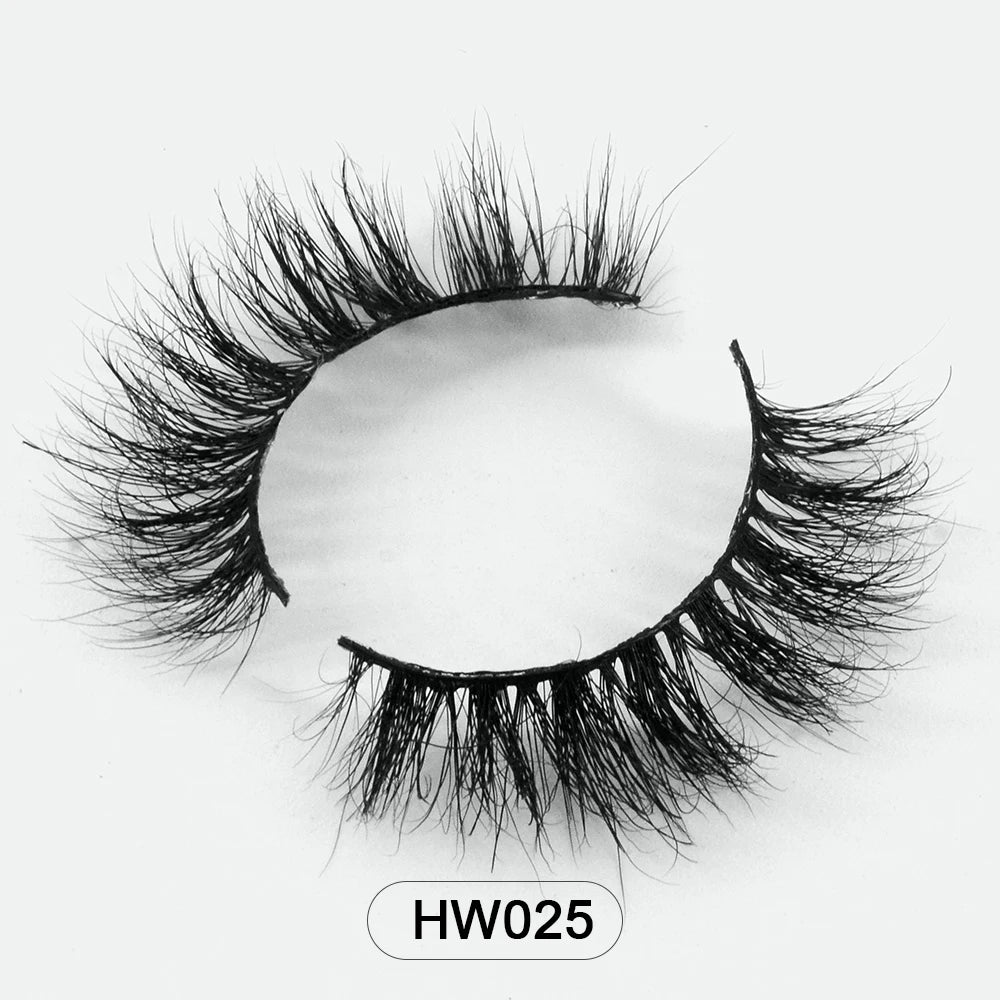 HZJY Dropshipping 10-15mm 3D Real Mink Handmade Crossing Lashes Individual Strip Thick Lash Fake Eyelashes with free paper boxes