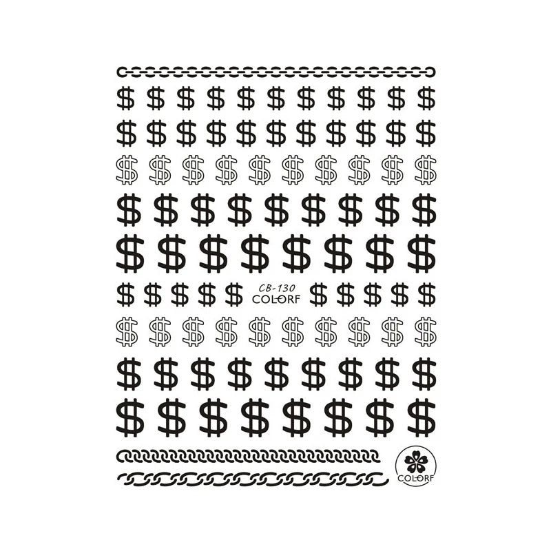 3D Money Dollar Sign Nail Art Stickers Decal Wealthy Rich Style Self Adhesive Nails Acrylic Manicure Tips Decoration Tool