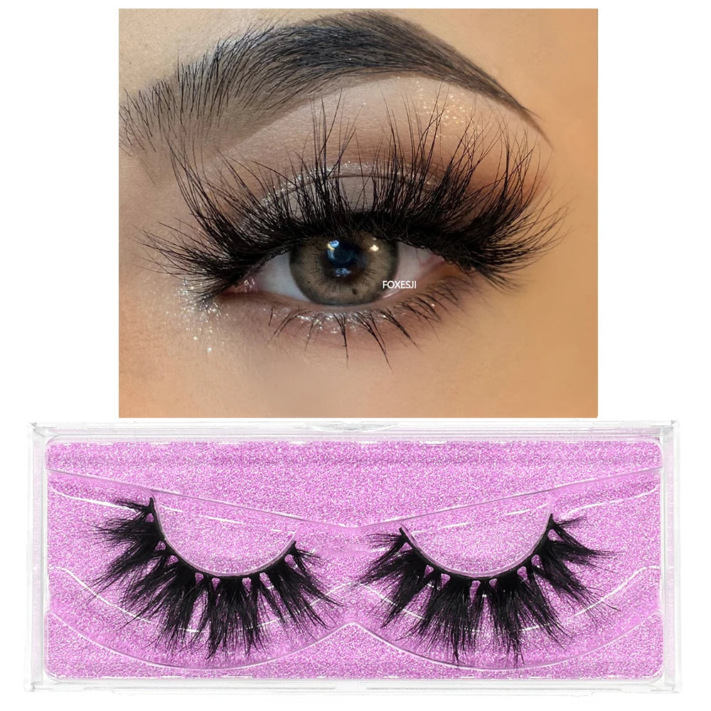 FOXESJI Makeup Eyelashes 3D Mink Lashes Natural Long Lasting Wispy Soft Eyelash Extension Fluffy Eye Lashes Mink False Eyelashes
