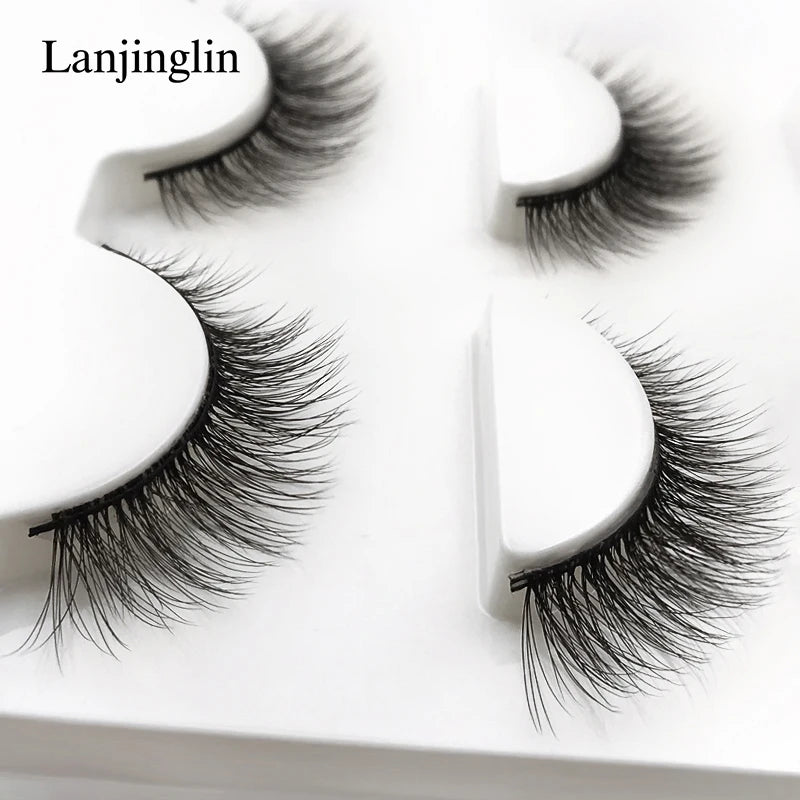 Faux Cils 3 Pairs False Eyelashes Soft Natural Long Wispy Fluffy 3D Mink Lashes Handmade Makeup Tool Extension Fake Eye Lashes