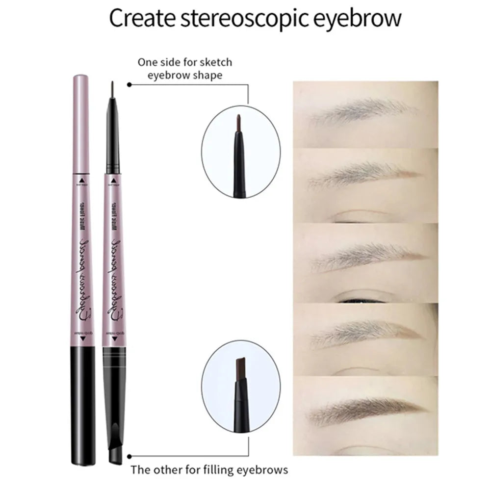 Music Flower Brand 4 Color Double Head Eyebrow Pencil Waterproof Eye Makeup Brows Natural Tone Long-lasting Silky Makeup