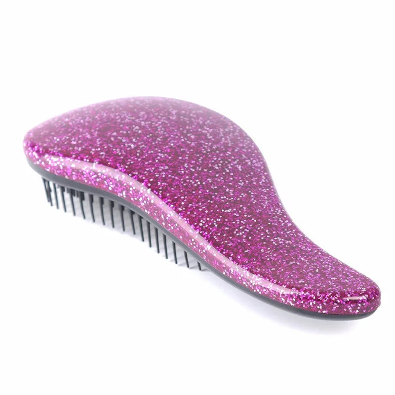 Magic Anti-static Hair Brush Handle Tangle Detangling Comb Shower Electroplate Massage Comb Salon Hair Styling Tool