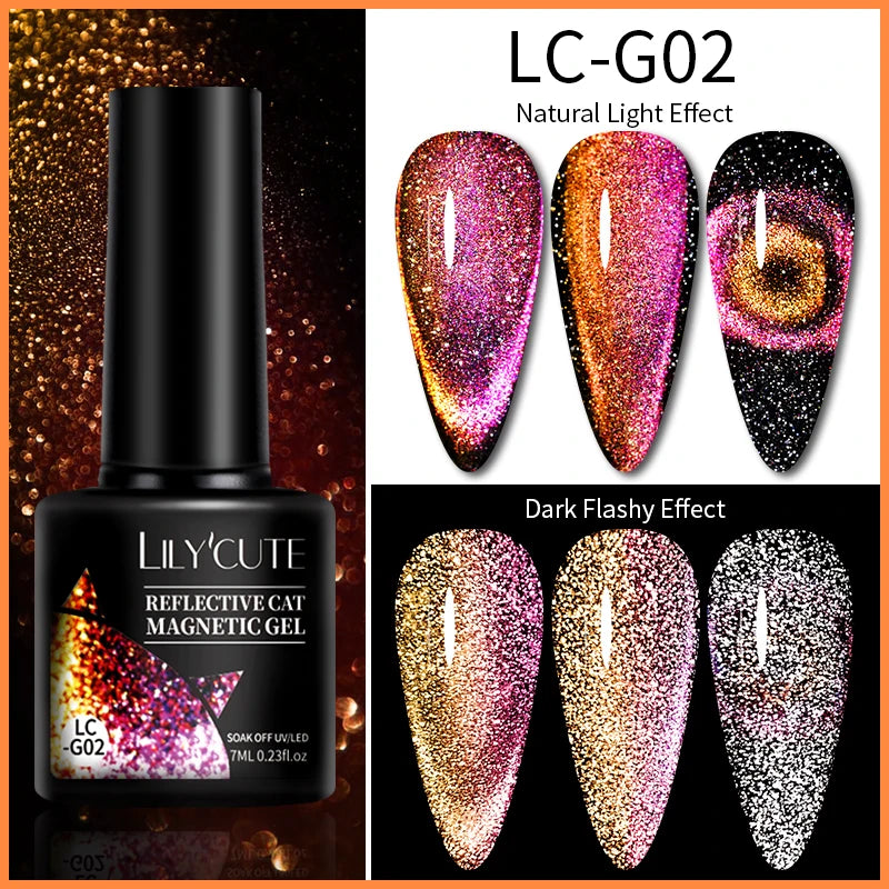LILYCUTE 7ML Ocean Blue Cat Magnetic Gel Nail Polish Sparkling Glimmer Gel Polish Semi Permanent UV Magnet Gel Varnish Nail Art