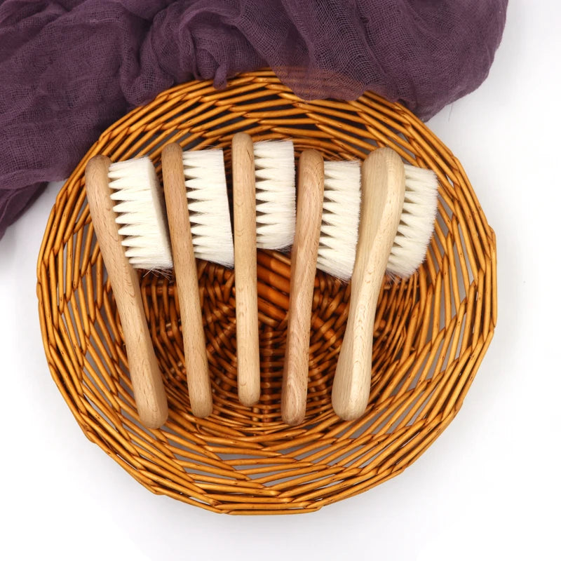 Hot Sales Safety Good Quality   Natural Wool beech Wooden Comb  Kids  Baby Hair Brush