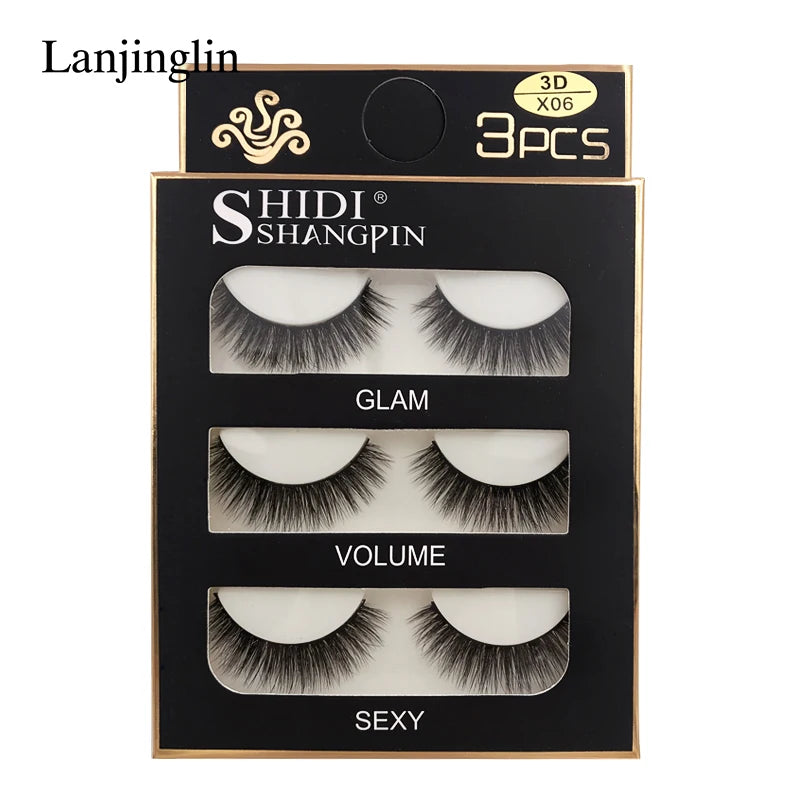 Faux Cils 3 Pairs False Eyelashes Soft Natural Long Wispy Fluffy 3D Mink Lashes Handmade Makeup Tool Extension Fake Eye Lashes
