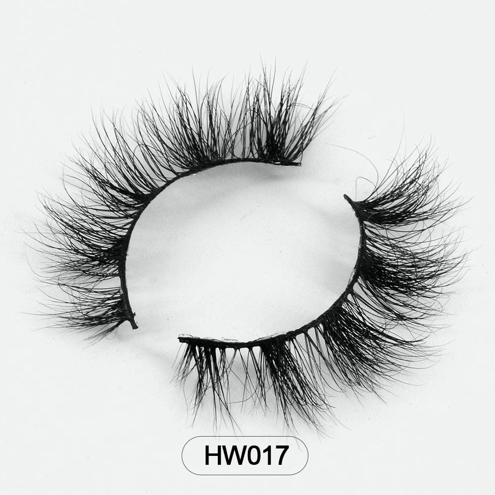 HZJY Dropshipping 10-15mm 3D Real Mink Handmade Crossing Lashes Individual Strip Thick Lash Fake Eyelashes with free paper boxes