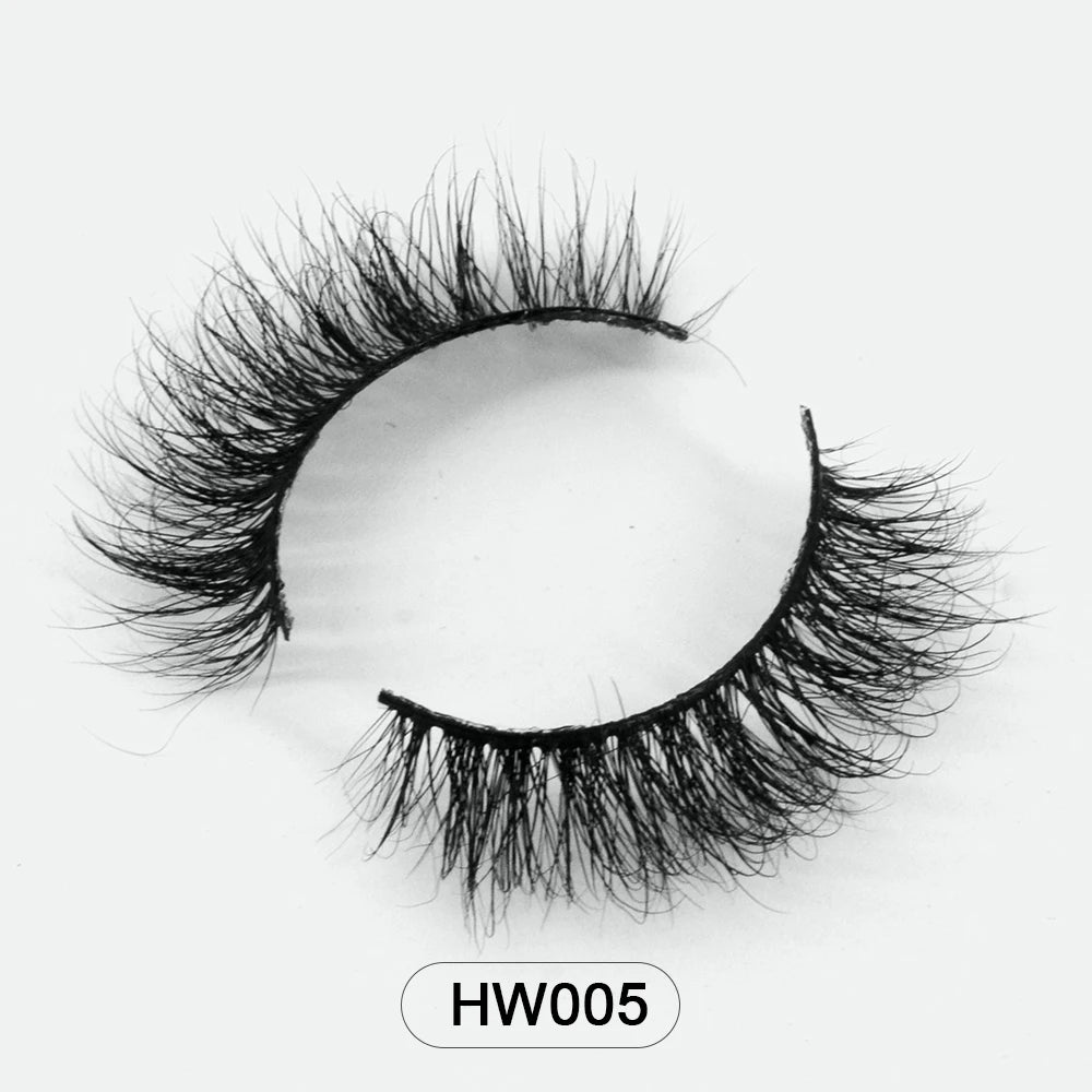 HZJY Dropshipping 10-15mm 3D Real Mink Handmade Crossing Lashes Individual Strip Thick Lash Fake Eyelashes with free paper boxes