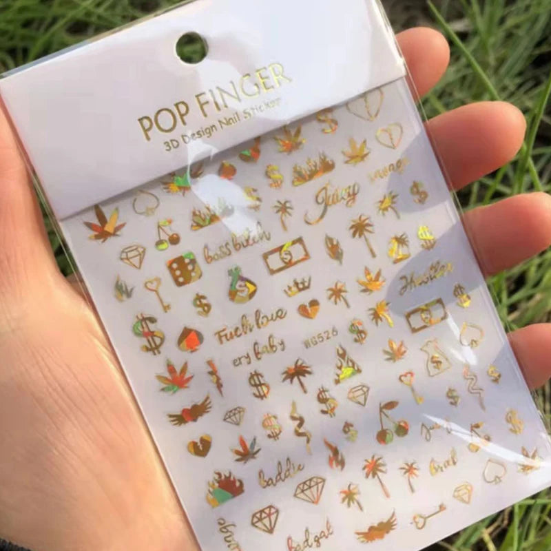 3D Money Dollar Sign Nail Art Stickers Decal Wealthy Rich Style Self Adhesive Nails Acrylic Manicure Tips Decoration Tool