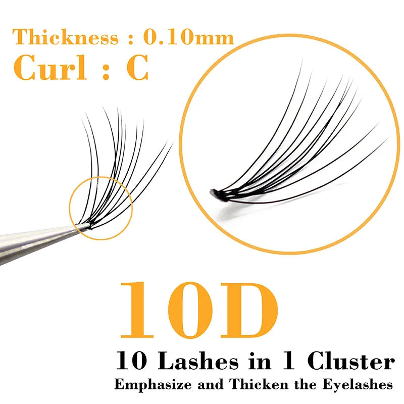 Kimcci 10D 60 Bundles Professional Makeup Individual Cluster EyeLashes Grafting Fake False Eyelashes Extension Individual Lashes