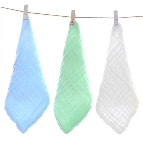 3 Pcs Baby Towels Hand Face Wipes for Newborn Toddler Kids Solid Handkerchief Child Muslin Cotton Blank Bath Feeding Cloth