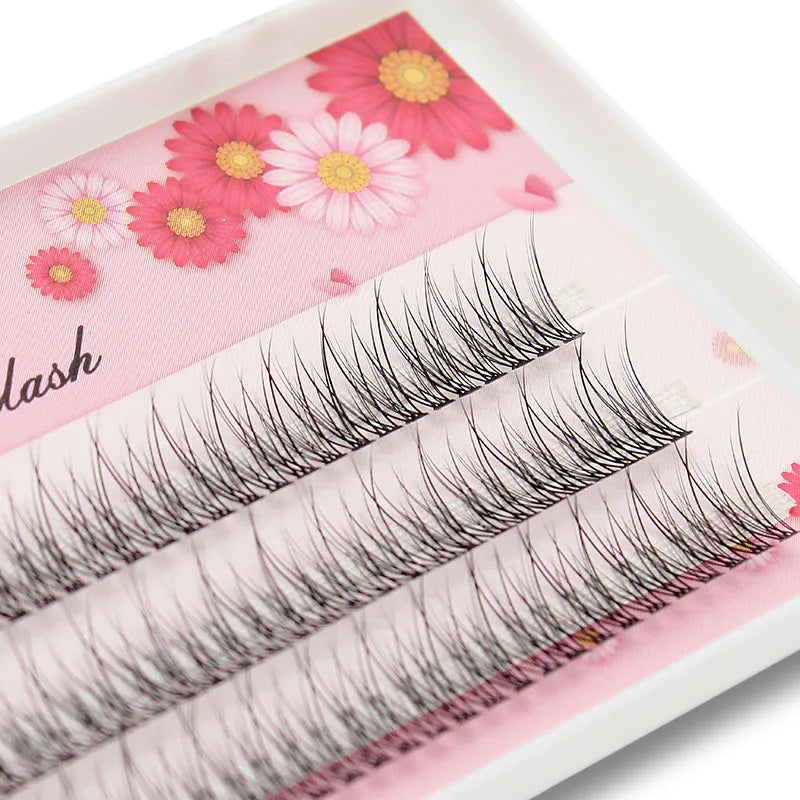 Kimcci 120knots/Case Natural Individual Dovetail Eyelash Extension 3D Mink Cluster Eyelashes Professional Flared Lashes Makeup
