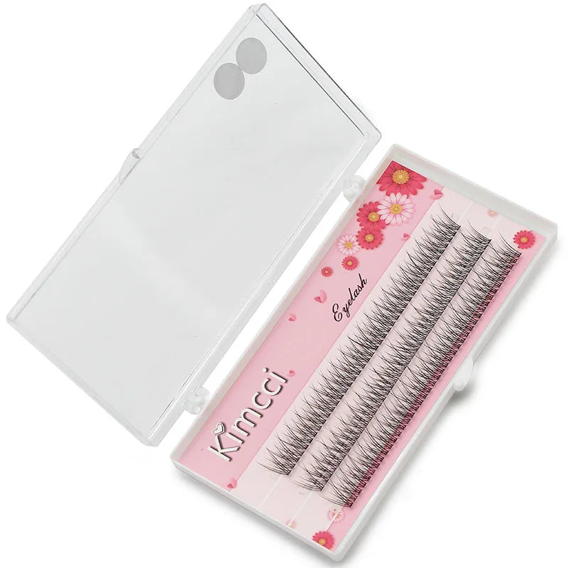 Kimcci 120knots/Case Natural Individual Dovetail Eyelash Extension 3D Mink Cluster Eyelashes Professional Flared Lashes Makeup