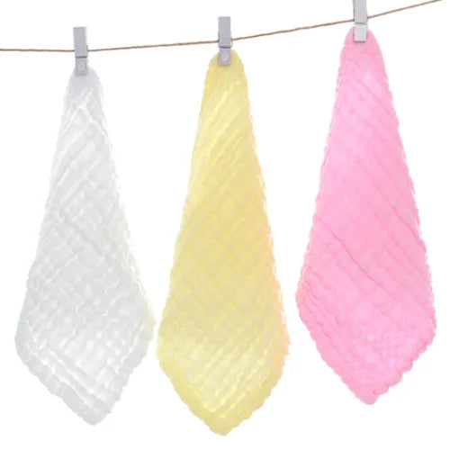 3 Pcs Baby Towels Hand Face Wipes for Newborn Toddler Kids Solid Handkerchief Child Muslin Cotton Blank Bath Feeding Cloth