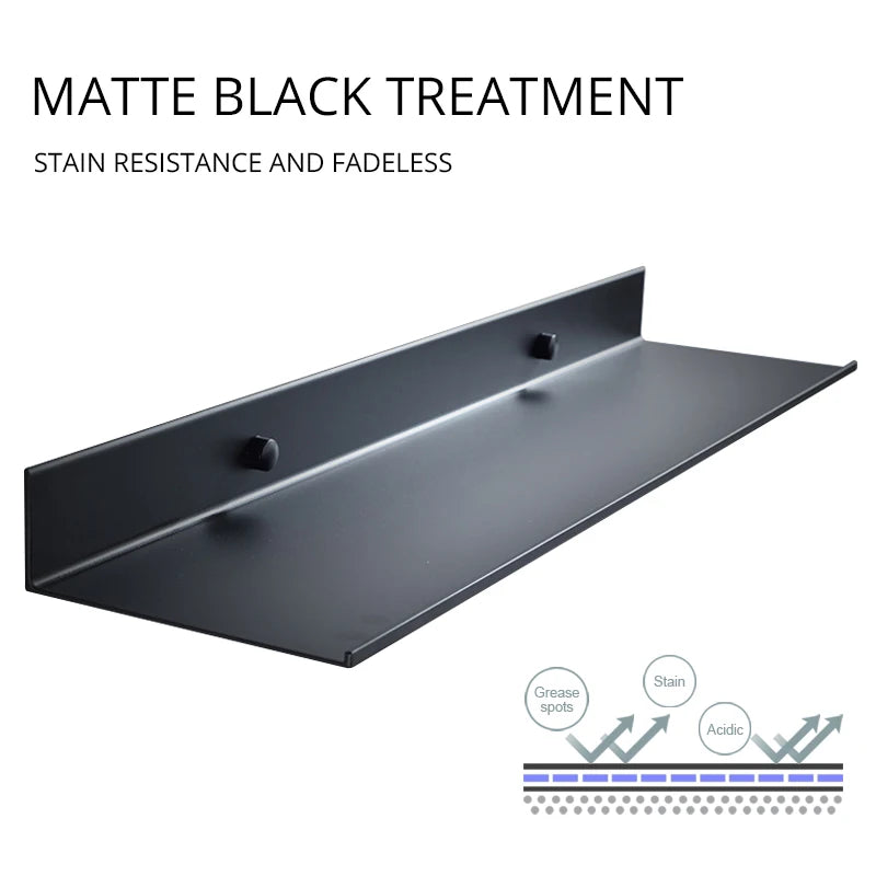 Matt Black Wall Shelf 30-50cm Modern Bathroom Accessories Kitchen Shower Bath Storage Rack Promotion