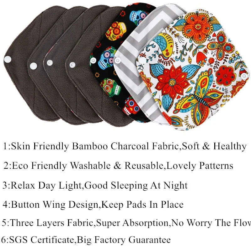 10pcs Health Feminine Hygiene bamboo Panty Liner Reusable Waterproof Bamboo Material Menstrual Cloth Sanitary Pads
