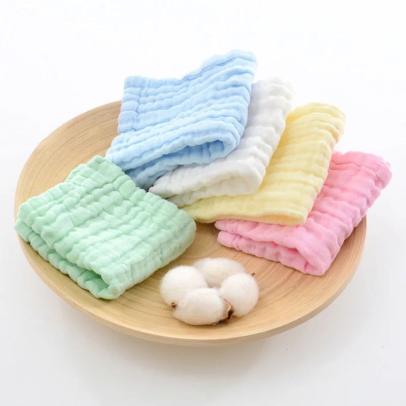 3 Pcs Baby Towels Hand Face Wipes for Newborn Toddler Kids Solid Handkerchief Child Muslin Cotton Blank Bath Feeding Cloth