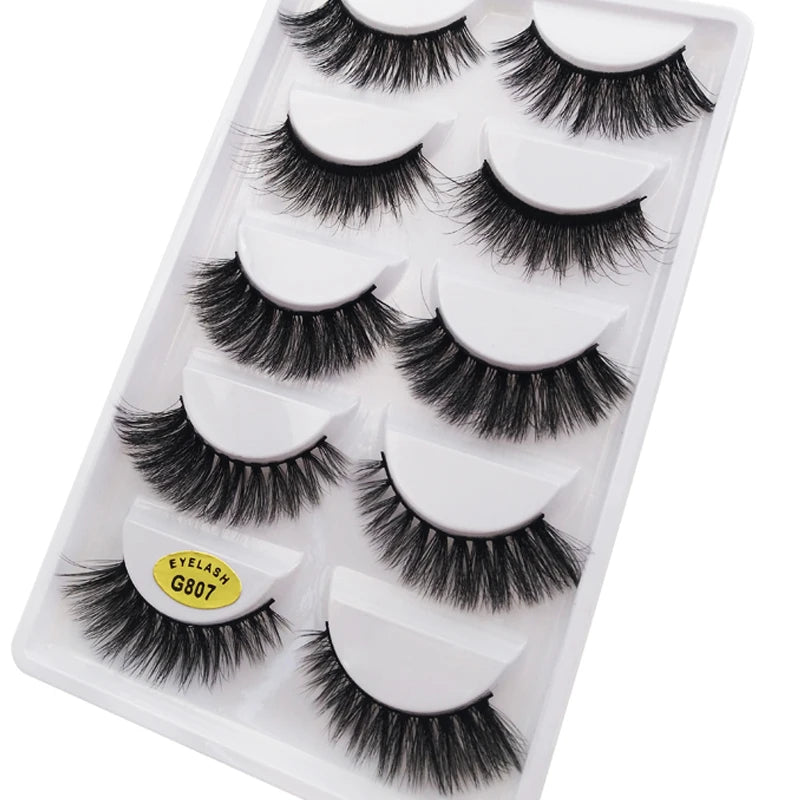 3/5 Pairs 3D Faux Mink Hair Soft Eyelashes Natural Thick Long False Eyelashes Dramatic Fake Lashes Handmade Eyelashes Faux Cils