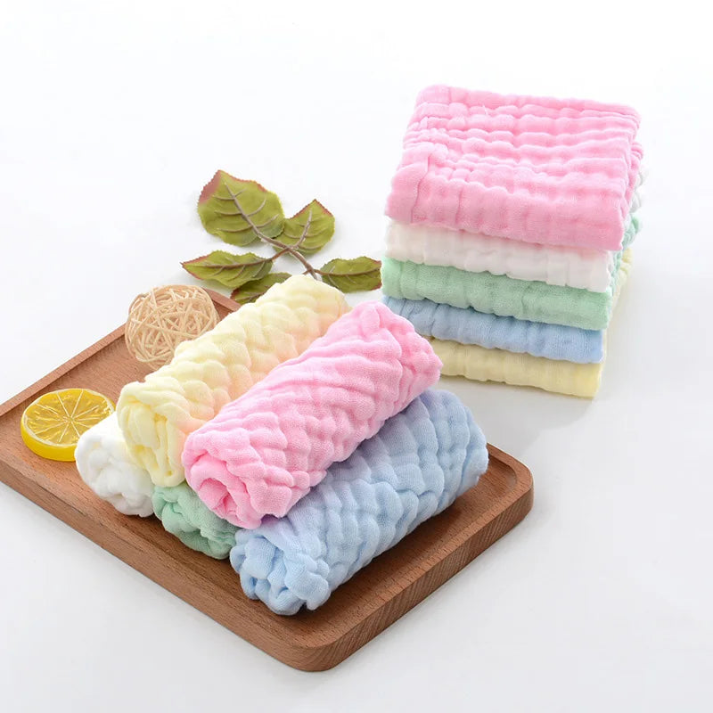 3 Pcs Baby Towels Hand Face Wipes for Newborn Toddler Kids Solid Handkerchief Child Muslin Cotton Blank Bath Feeding Cloth