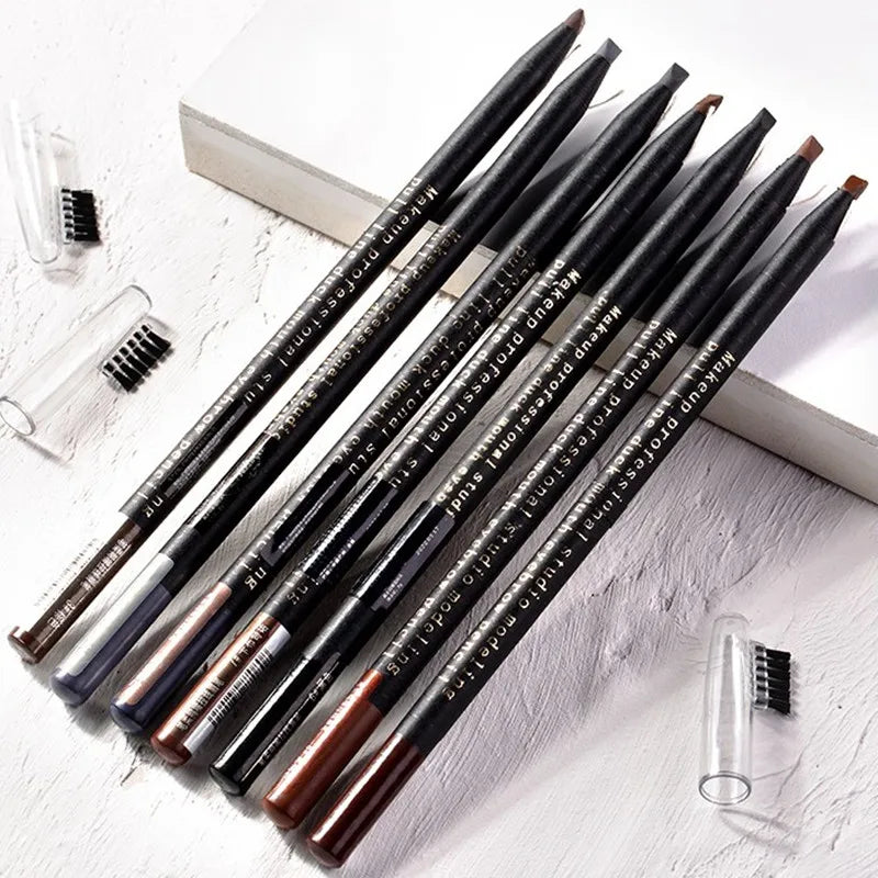 White Eyebrow Pencil Cosmetic Pen Brush for Eyeshadow Natural Long-Lasting Brows Tint Waterproof Eye Brow Makeup Set Beauty