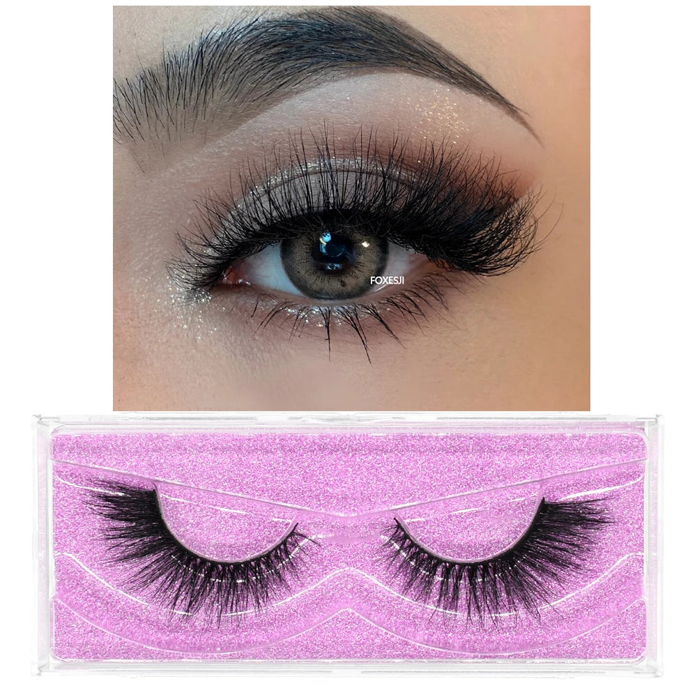 FOXESJI Makeup Eyelashes 3D Mink Lashes Natural Long Lasting Wispy Soft Eyelash Extension Fluffy Eye Lashes Mink False Eyelashes