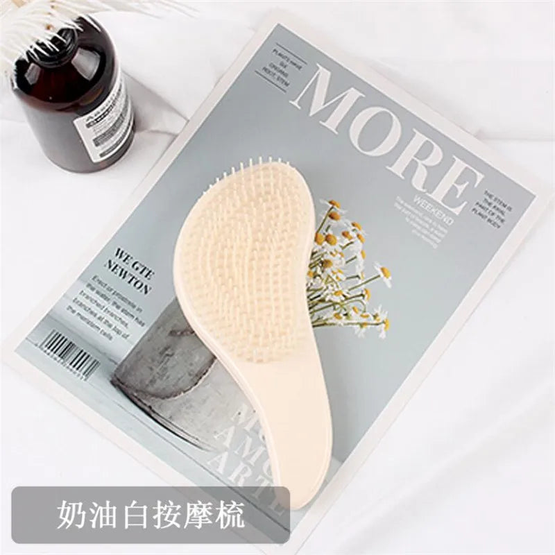 Magic Anti-static Hair Brush Handle Tangle Detangling Comb Shower Electroplate Massage Comb Salon Hair Styling Tool