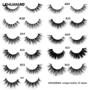 LEHUAMAO Makeup False Eyelashes Handmade Mink Lashes Fluffy Long 3D Strip Thick Fake Faux Mink Eyelashes Makeup Beauty Tool A19